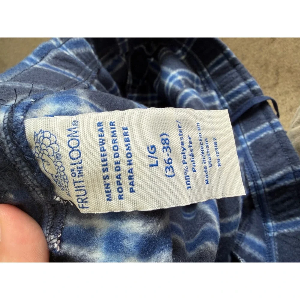 Fruit of the Loom Men's Sleepwear Pajama Bottoms – Blue Plaid – Size Large